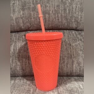 Starbucks Dragonfruit studded tumbler in a coral pink color Grande (16 oz)